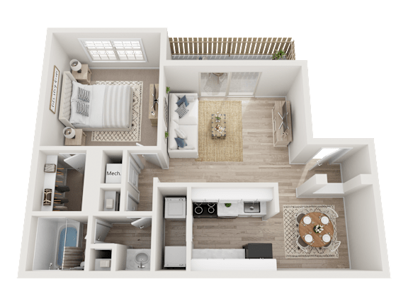1 Bed 1 Bath Floorplan A at Dunwoody Glen, Atlanta, 30360