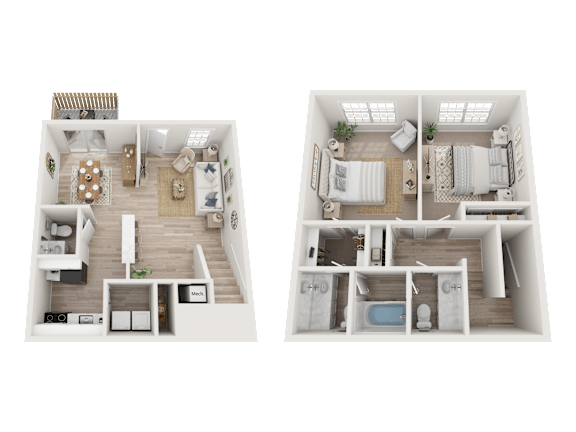 2 Bed 1.5 Bath Floorplan A at Dunwoody Glen, Atlanta