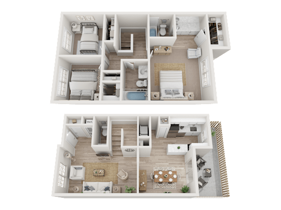 2.5 Bed 2 Bath Floorplan at Dunwoody Glen, Atlanta