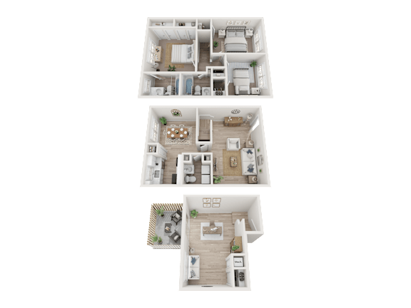 2.5 Bed 2 Bath Floorplan C at Dunwoody Glen, Atlanta, GA