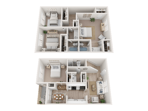 3.5 Bed 2.5 Bath Floorplan at Dunwoody Glen, Atlanta, GA