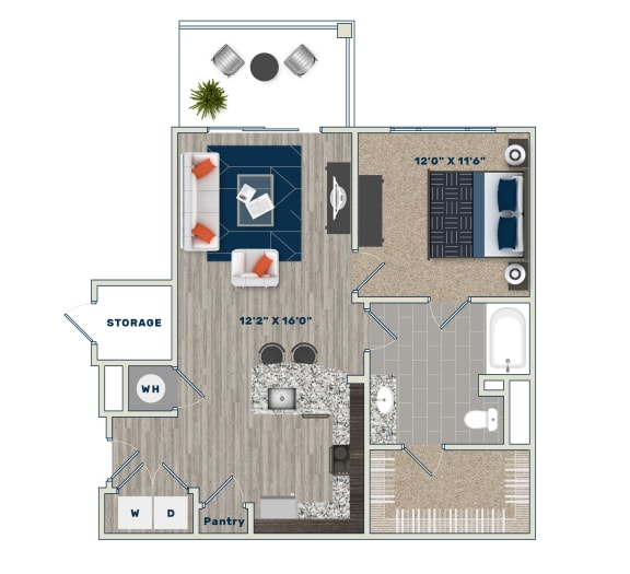 A1C Floor Plan at Fifth Street Place Apartments, Virginia
