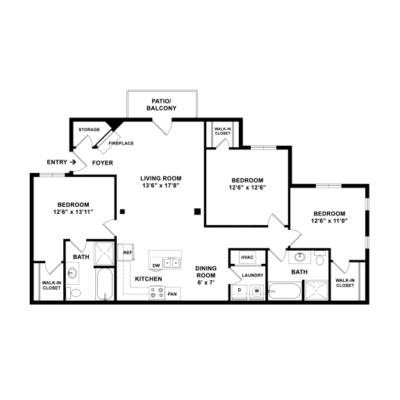 3 bed 2 bath at Arlo Luxury homes Apartments, Little Rock, AR