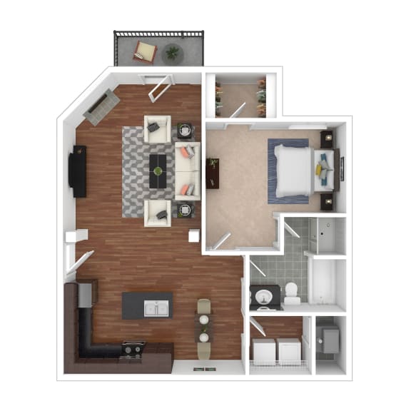 Floor Plan  1 bed 1 bath A&#xA0;at Arlo Luxury homes Apartments, Little Rock, 72210