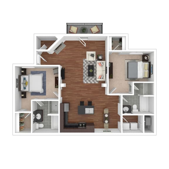 Floor Plan  2 bed 2 bath &#xA0;at Arlo Luxury homes Apartments, Little Rock