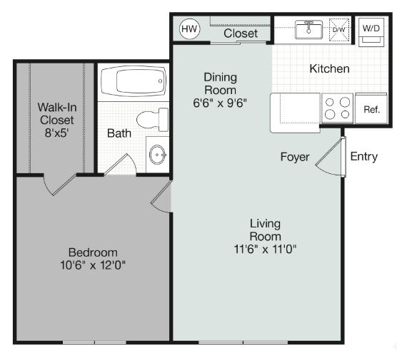 1 bed 1 bath B at Brightwaters Apartments, Little Rock, Arkansas