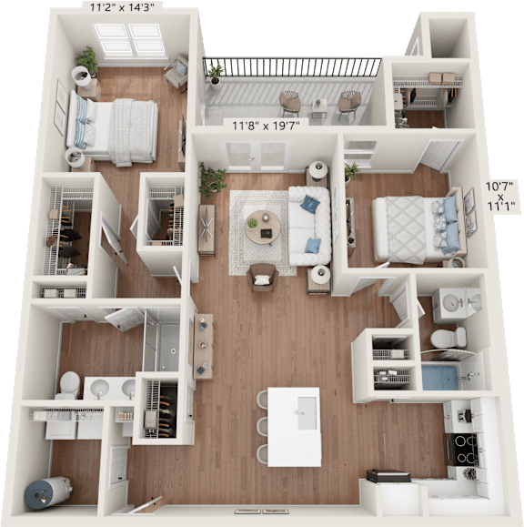 B2 Floor Plan at The One at Millington, Millington, 38053