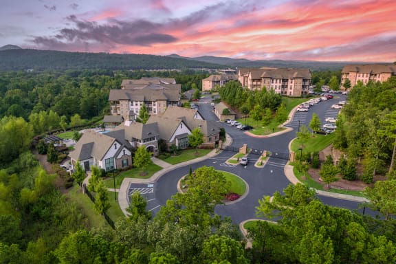 aerial view of neighborhood at The Ridge at Chenal Valley, Arkansas