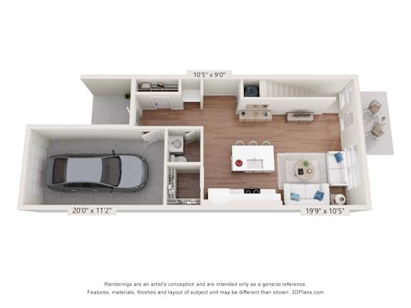2 Bed 2 Bath Floor Plan at The One at Spartanburg, Spartanburg