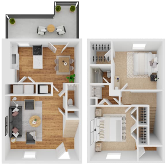 Floor Plan  B1 Floor Plan at The Garden District Apartments, Germantown, TN 38138