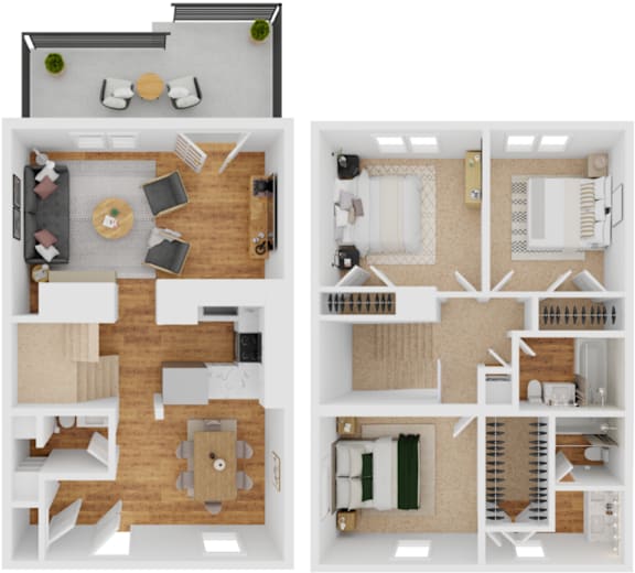 Floor Plan  C1 Floor Plan at The Garden District Apartments, Germantown, TN