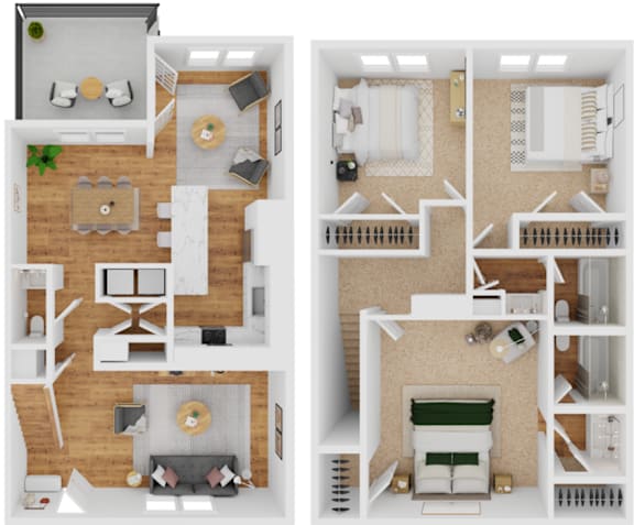 Floor Plan  C1 w den Floor Plan at The Garden District Apartments, Germantown Tennessee