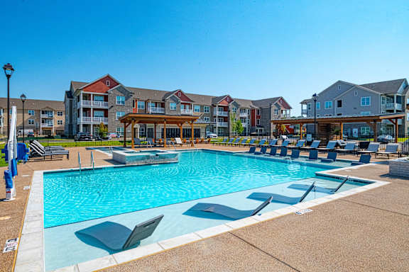Pool With Sundecks at Grays Creek Apartments, Cordova, TN, 38018