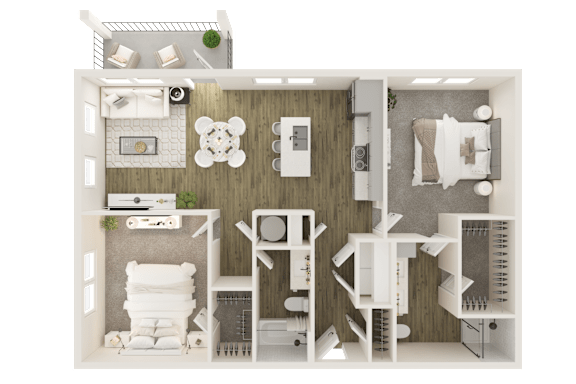2 bed 2 bath B at Grays Creek Apartments, Cordova, TN