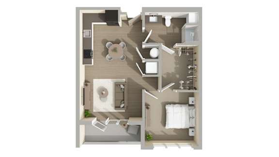 A1 Floor Plan at Harbor Side at Conwood Flats Apartments in Uptown Memphis, TN