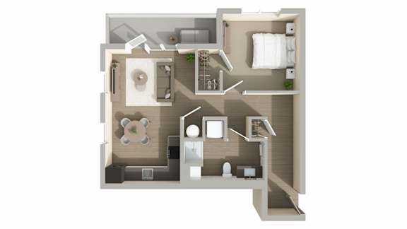 A3 Floor Plan at Harbor Side at Conwood Flats Apartments in Uptown Memphis, TN