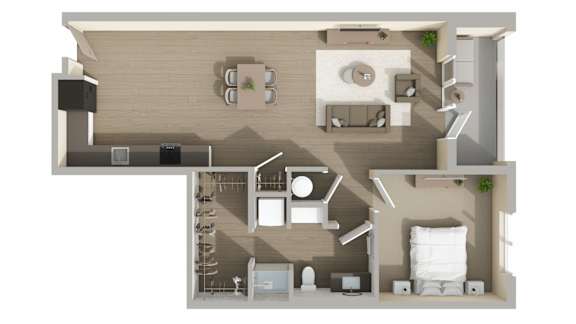 A4 Floor Plan at Harbor Side at Conwood Flats Apartments in Uptown Memphis, TN