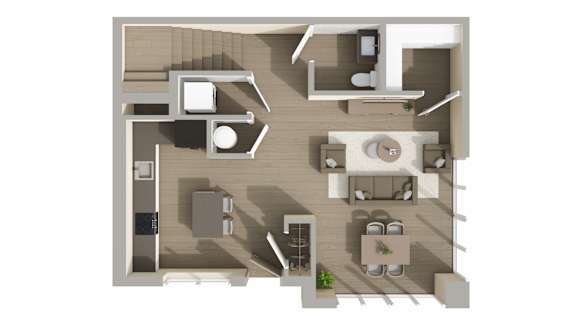 B1 Floor Plan at Harbor Side at Conwood Flats Apartments in Uptown Memphis, TN