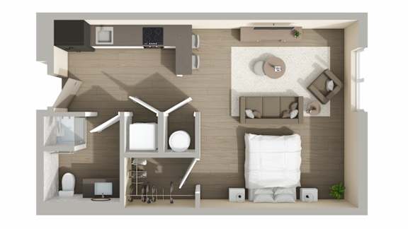 S1 Floor Plan at Harbor Side at Conwood Flats Apartments, Memphis, TN, 38107