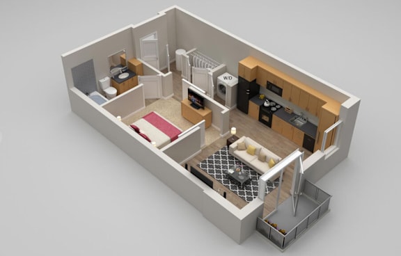 Armstrong 1 bed 1 bath 599 at Highland Row Apartments, Memphis, Tennessee