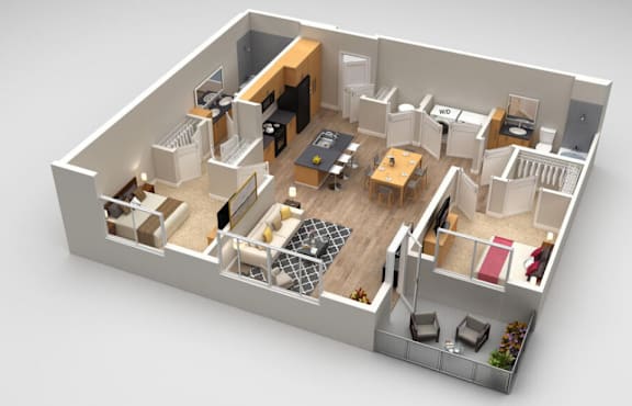 Coltrane 2 bed 2 bath 1135 at Highland Row Apartments, Memphis
