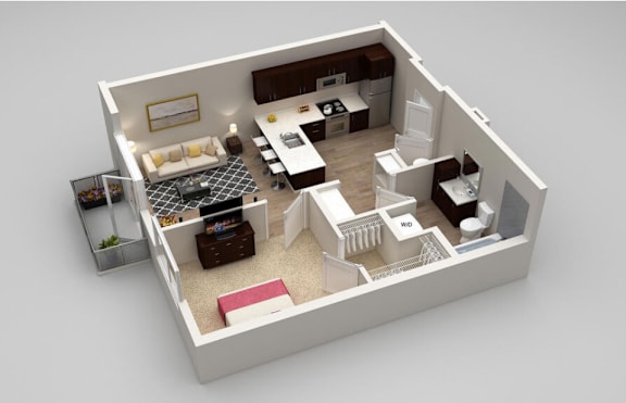 Davis 1 bed 1 bath 620 at Highland Row Apartments, Tennessee, 38111