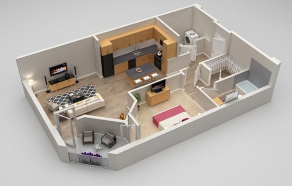 Dolphy 1 bed 1 bath_1 at Highland Row Apartments, Tennessee