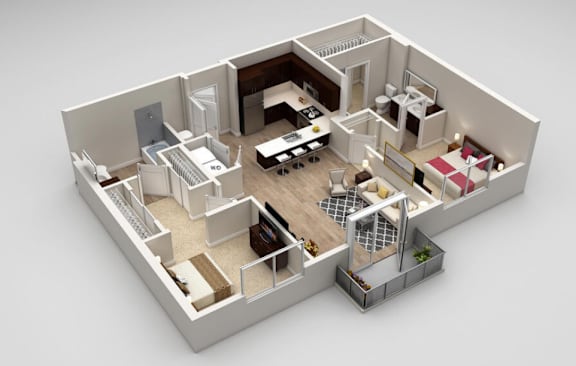 Ellington 2 bed 2 bath at Highland Row Apartments, Tennessee, 38111