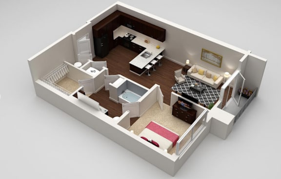 Fitzgerald 1 bed 1 bath at Highland Row Apartments, Memphis, Tennessee