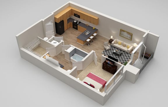 Fitzgerald 1 bed 1 bath_1 at Highland Row Apartments, TN, 38111
