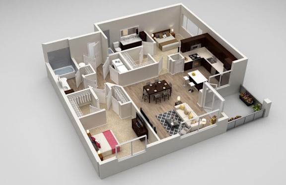 Goodman 2 bed 2 bath 1196 at Highland Row Apartments, Memphis, TN,  38111