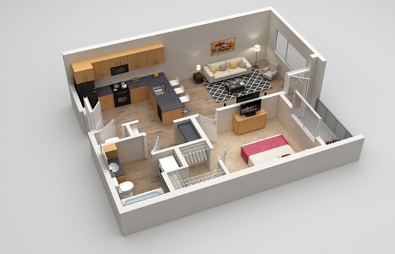 Oliver 1 bed 1 bath 688 at Highland Row Apartments, TN, 38111