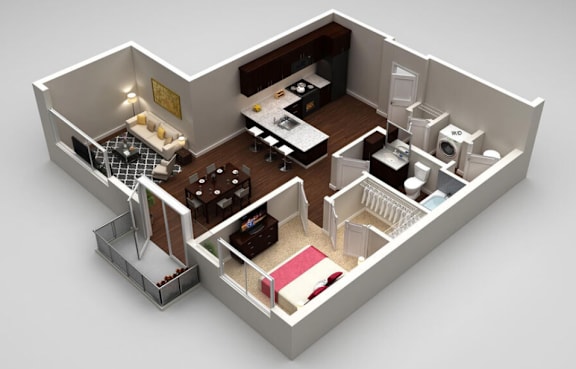 Parker 1 bed 1 bath_1 at Highland Row Apartments, TN, 38111