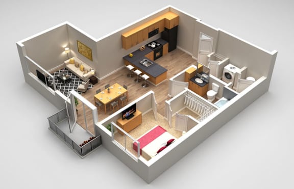 Parker 1 bed 1 bath 826 at Highland Row Apartments, Memphis, 38111