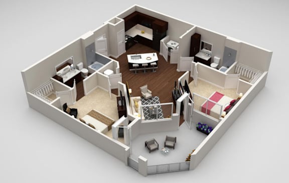 Waldron 2 bed 2 bath 1078 at Highland Row Apartments, Memphis