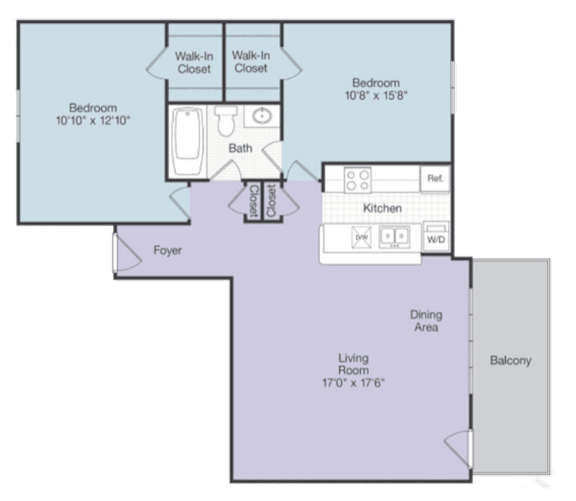 B3 Floor Plan at Iris Luxury Apartments, Memphis, TN 38105