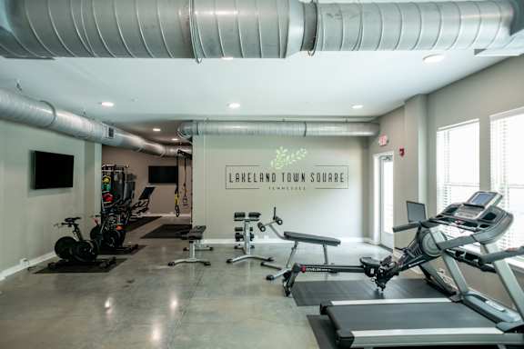 Fitness Center with cardio and strength equipment at Lakeland Town Square, Lakeland, Tennessee