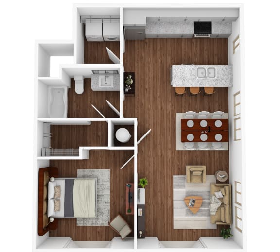 1 bed 1 bath floor plan F at Lakeland Town Square Apartments, Lakeland, TN, 38002