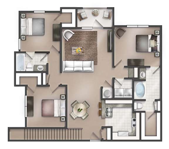Floor Plan  Dartmouth Garage Floor Plan at Lakeside Villas Apartments, Georgia