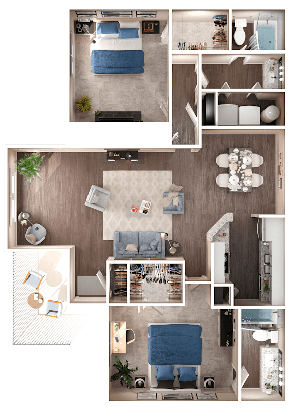 2 Bed 2 Bath Floorplan at Manchester at Mansell, Roswell, GA 30076