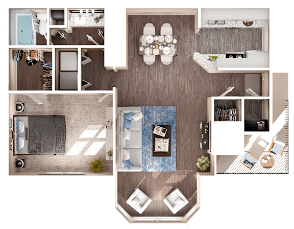 1 Bed 1 Bath Floorplan A at Manchester at Mansell, Georgia ,30076