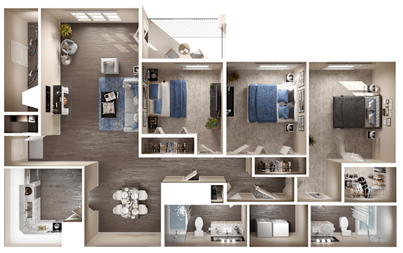 3 Bed 2 Bath Floorplan B at Manchester at Mansell, Roswell, GA