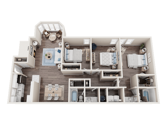 3 Bed 2 Bath Floorplan C at Manchester at Mansell, Roswell, 30076