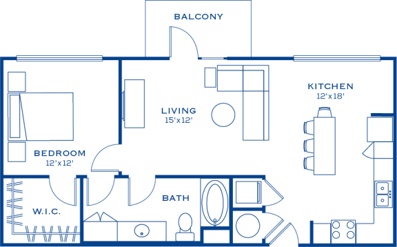 A4 1 bedroom 1 bathroom Floor Plan at Maitland City Centre, Florida
