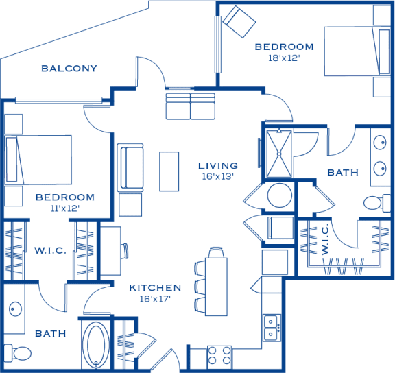 B5 2 bedroom 2 bathroom Floor Plan at Maitland City Centre, Maitland, Florida