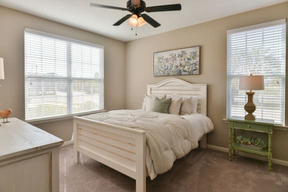 Secondary bedroom with ceiling fan Meridian Park in Collierville, TN 38017