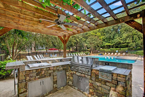 patio near pool at Mill House at East Cobb, Marietta, 30067