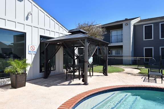 Pool Area with Pergola at Normandy Woods in Riviera East, Houston, TX, 77015