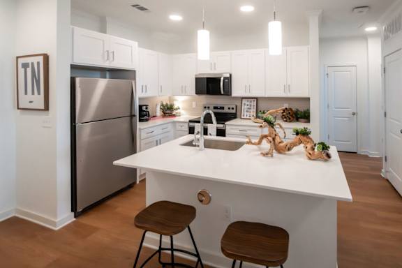 Modern Kitchen with white counter at The One at Millington, Millington
