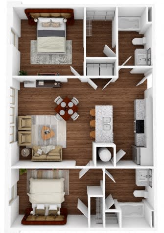 1 bedroom 2 bath A at Lakeland Town Square Apartments, Tennessee